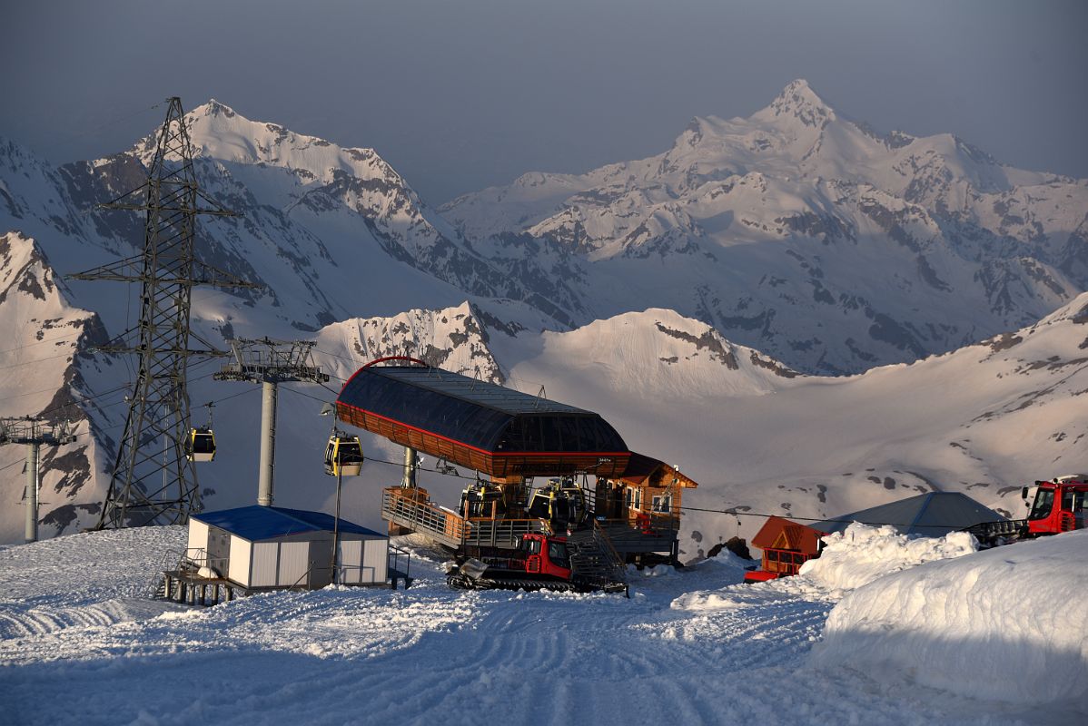 07A Garabashi Cable Car Station 3847m With Mount Shdavleri On Mount Elbrus Climb